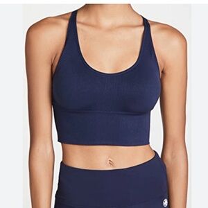 Tory Burch racer back seamless sports bra, size XS navy